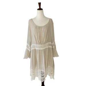 INDIGO SOUL Bell Sleeve Crochet Lace Dress